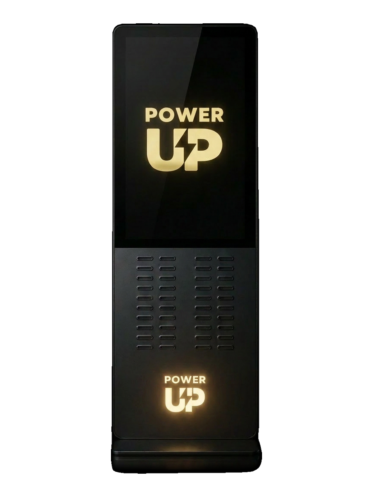 Напольная станция PowerUP с рекламным экраном — продуктовый рендер